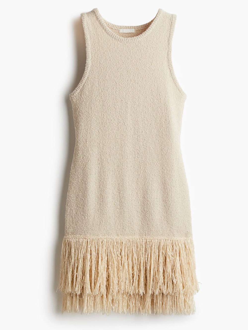 FRINGE-TRIMMED KNIT DRESS